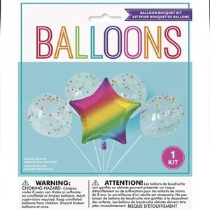 321 Party! Foil Rainbow Star & Latex Balloon Bouquet Kit, 5 pc